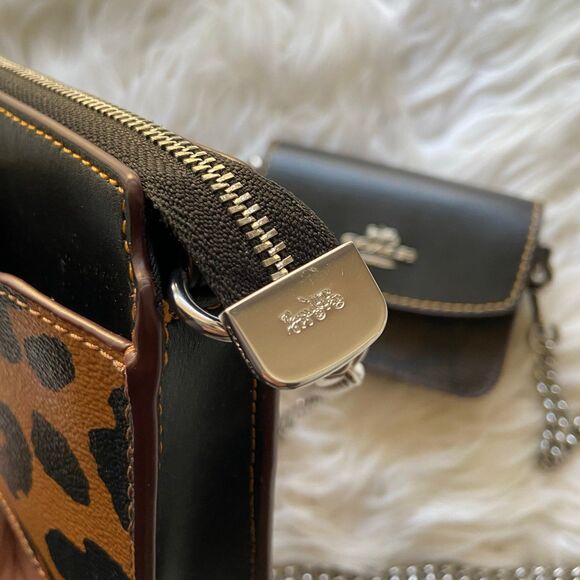 Coach Poppy Crossbody with Card Case in Leopard Print and Signature Canvas - Picture 5 of 8